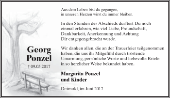 Anzeige  Georg Ponzel  Lippische Landes-Zeitung