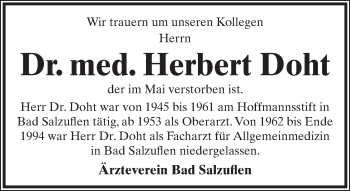 Anzeige  Herbert Doht  Lippische Landes-Zeitung