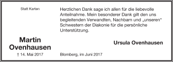 Anzeige  Martin Ovenhausen  Lippische Landes-Zeitung