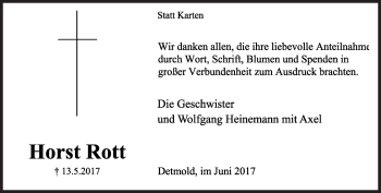 Anzeige  Horst Rott  Lippische Landes-Zeitung