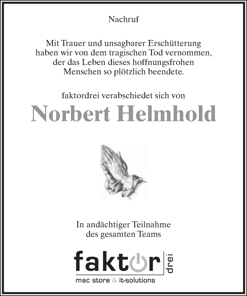  Traueranzeige für Norbert Helmhold vom 22.06.2017 aus Lippische Landes-Zeitung