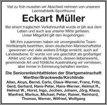 Anzeige  Eckart  Müller  Lippische Landes-Zeitung