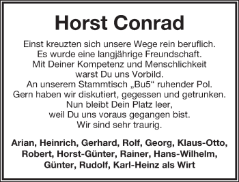 Anzeige  Horst Conrad  Lippische Landes-Zeitung