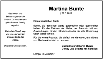 Anzeige  Martina Bunte  Lippische Landes-Zeitung