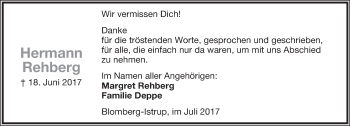 Anzeige  Hermann Rehberg  Lippische Landes-Zeitung