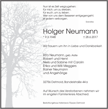 Anzeige  Holger Neumann  Lippische Landes-Zeitung