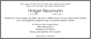 Anzeige  Holger Neumann  Lippische Landes-Zeitung