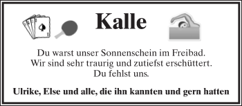 Anzeige  Karl-Heinz Schiewek  Lippische Landes-Zeitung