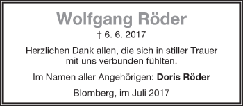Anzeige  Wolfgang Röder  Lippische Landes-Zeitung