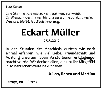 Anzeige  Eckart  Müller  Lippische Landes-Zeitung