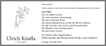 Anzeige  Ulrich Knafla  Lippische Landes-Zeitung