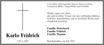 Anzeige  Karlo Fridrich  Lippische Landes-Zeitung