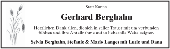 Anzeige  Gerhard Berghahn  Lippische Landes-Zeitung