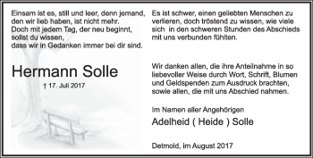 Anzeige  Hermann Solle  Lippische Landes-Zeitung