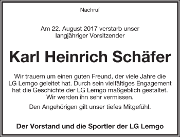 Anzeige  Karl Heinrich Schäfer  Lippische Landes-Zeitung