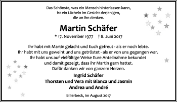 Anzeige  Martin Schäfer  Lippische Landes-Zeitung