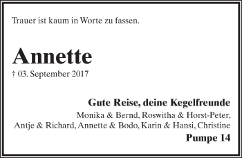 Anzeige  Annette Stukenbrok  Lippische Landes-Zeitung