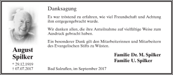 Anzeige  August Spilker  Lippische Landes-Zeitung