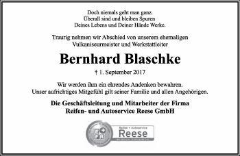 Anzeige  Bernhard Blaschke  Lippische Landes-Zeitung