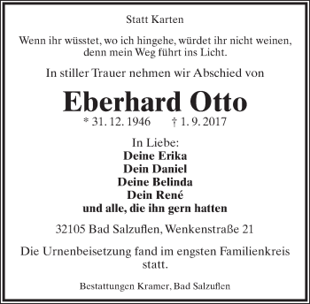Anzeige  Eberhard Otto  Lippische Landes-Zeitung