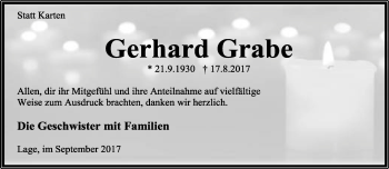 Anzeige  Gerhard Grabe  Lippische Landes-Zeitung