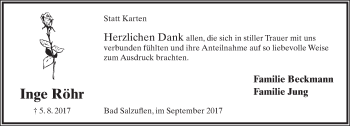 Anzeige  Inge RÃ¶hr  Lippische Landes-Zeitung