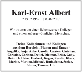 Anzeige  Karl-Ernst Albert  Lippische Landes-Zeitung