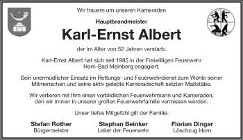 Anzeige  Karl-Ernst Albert  Lippische Landes-Zeitung