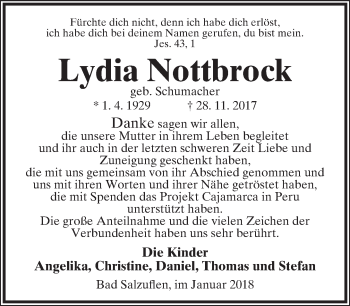 Anzeige  Lydia Nottbrock  Lippische Landes-Zeitung