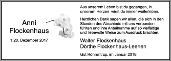 Anzeige  Anni Flockenhaus  Lippische Landes-Zeitung
