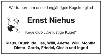 Anzeige  Ernst Niehus  Lippische Landes-Zeitung