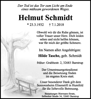 Anzeige  Helmut Schmidt  Lippische Landes-Zeitung