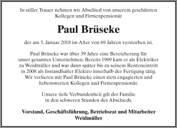 Anzeige  Paul Brüseke  Lippische Landes-Zeitung