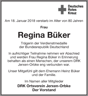 Anzeige  Regina Büker  Lippische Landes-Zeitung