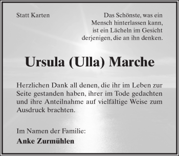 Anzeige  Ursula Marche  Lippische Landes-Zeitung