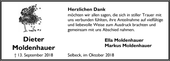 Anzeige  Dieter Moldenhauer  Lippische Landes-Zeitung