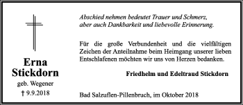 Anzeige  Erna Stickdorn  Lippische Landes-Zeitung