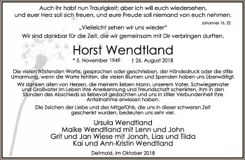 Anzeige  Horst Wendtland  Lippische Landes-Zeitung