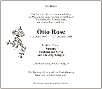 Anzeige  Otto Rose  Lippische Landes-Zeitung
