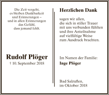 Anzeige  Rudolf Plöger  Lippische Landes-Zeitung