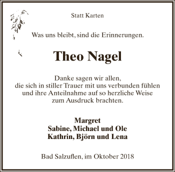 Anzeige  Theo Nagel  Lippische Landes-Zeitung