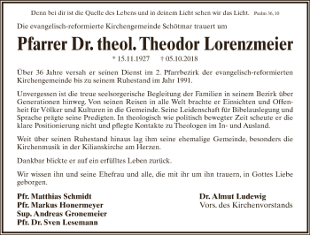 Anzeige  Theodor Lorenzmeier  Lippische Landes-Zeitung