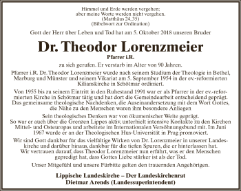 Anzeige  Theodor Lorenzmeier  Lippische Landes-Zeitung