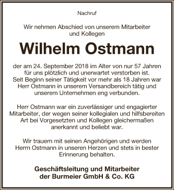 Anzeige  Wilhelm Ostmann  Lippische Landes-Zeitung