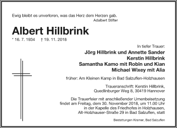 Anzeige  Albert Hillbrink  Lippische Landes-Zeitung