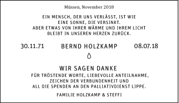 Anzeige  Bernd Holzkamp  Lippische Landes-Zeitung