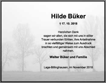 Anzeige  Hilde Büker  Lippische Landes-Zeitung