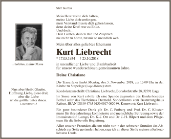 Anzeige  Kurt Liebrecht  Lippische Landes-Zeitung