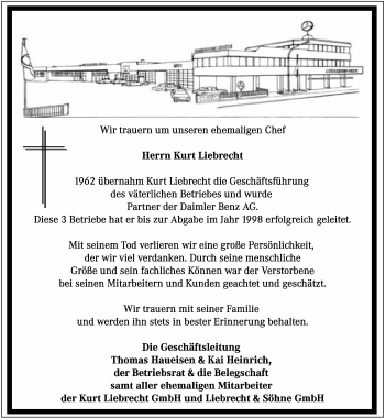 Anzeige  Kurt Liebrecht  Lippische Landes-Zeitung