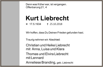 Anzeige  Kurt Liebrecht  Lippische Landes-Zeitung